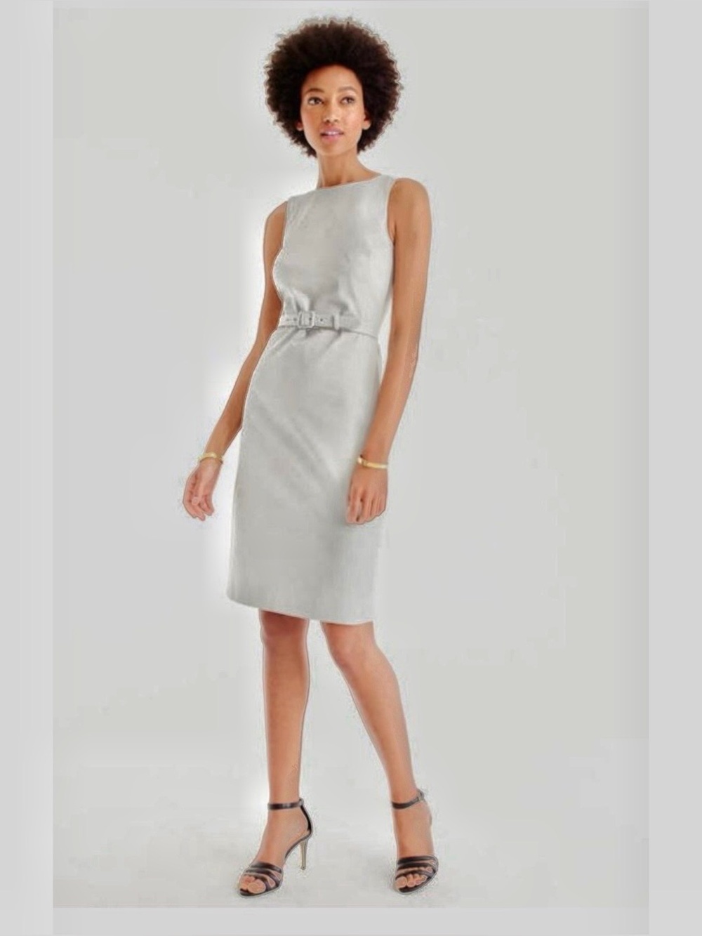 J. Crew  Minimalist Sleeveless light Gray Belted Midi Dress Size:0